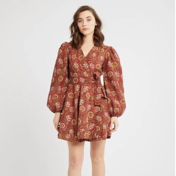 NWT Mille Nan Wrap Dress in Cinnabar Medium $298 - Picture 4 of 9